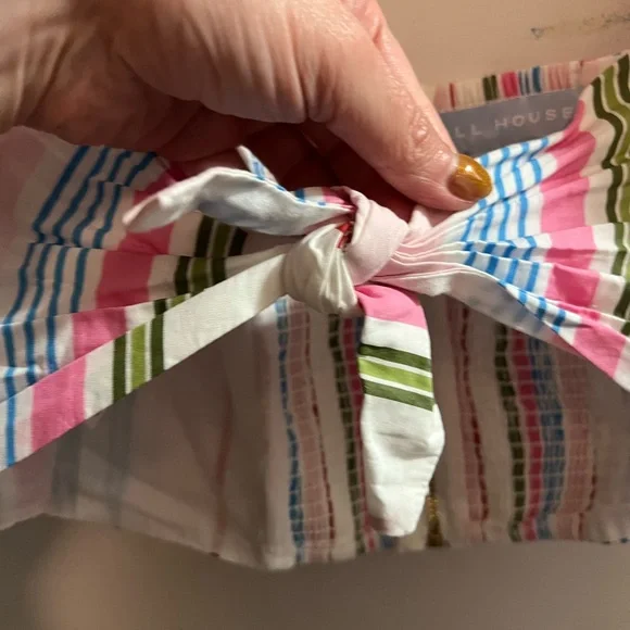 Hill House Pink and Blue Striped Crop Top with Tie Front - Picture 5 of 7